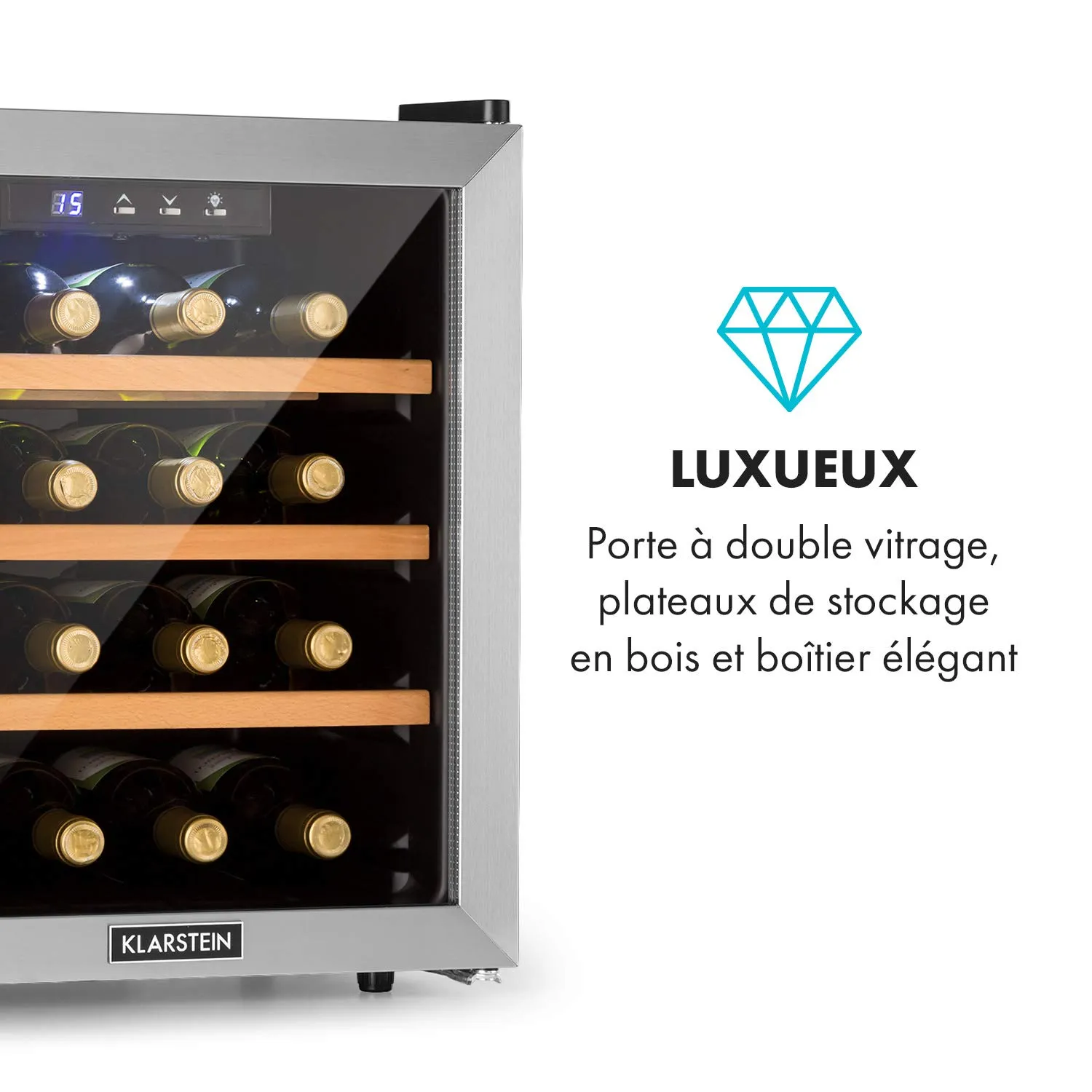 Klarstein Reserva 16 cave à vin 48L argent 16 btl