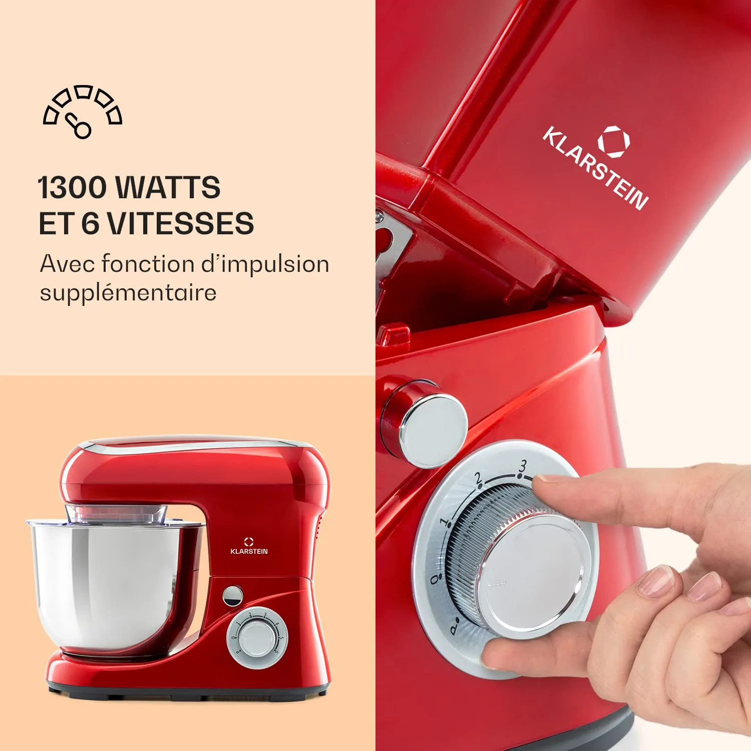 Klarstein robot pâtissier 5L 1300W bol inox
