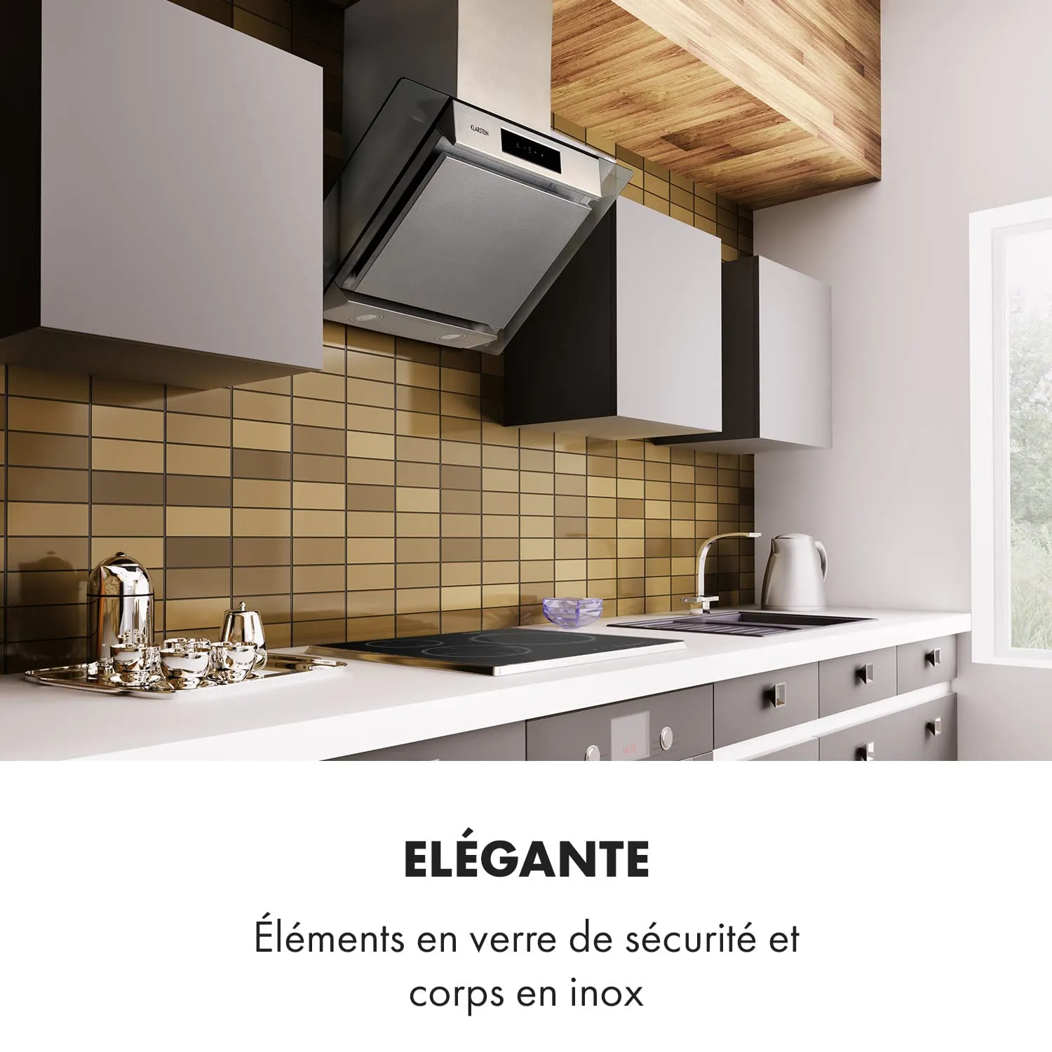 Klarstein Balzac 80cm hotte aspirante argent 610 m3/h