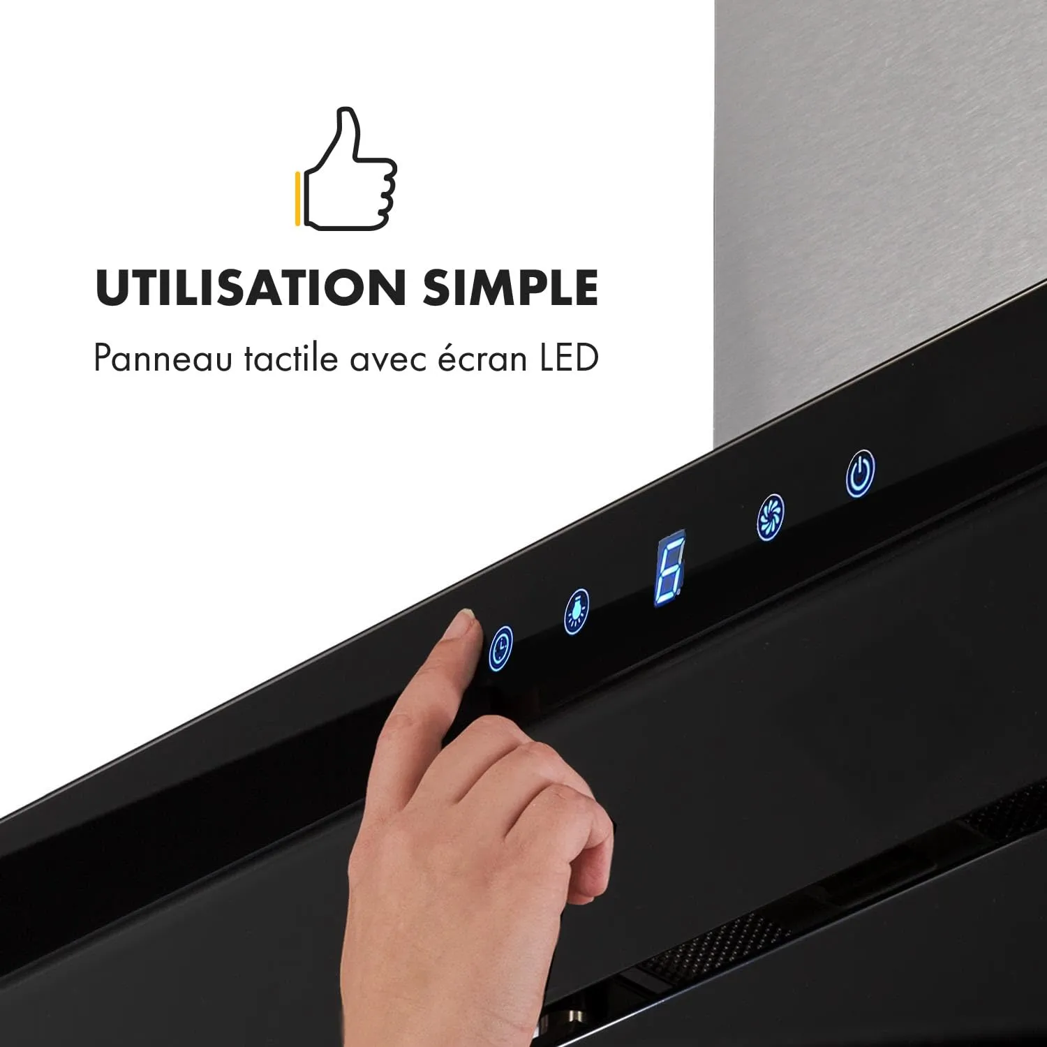 Klarstein Valeria hotte îlot 90 cm argent 642 m³/h LED