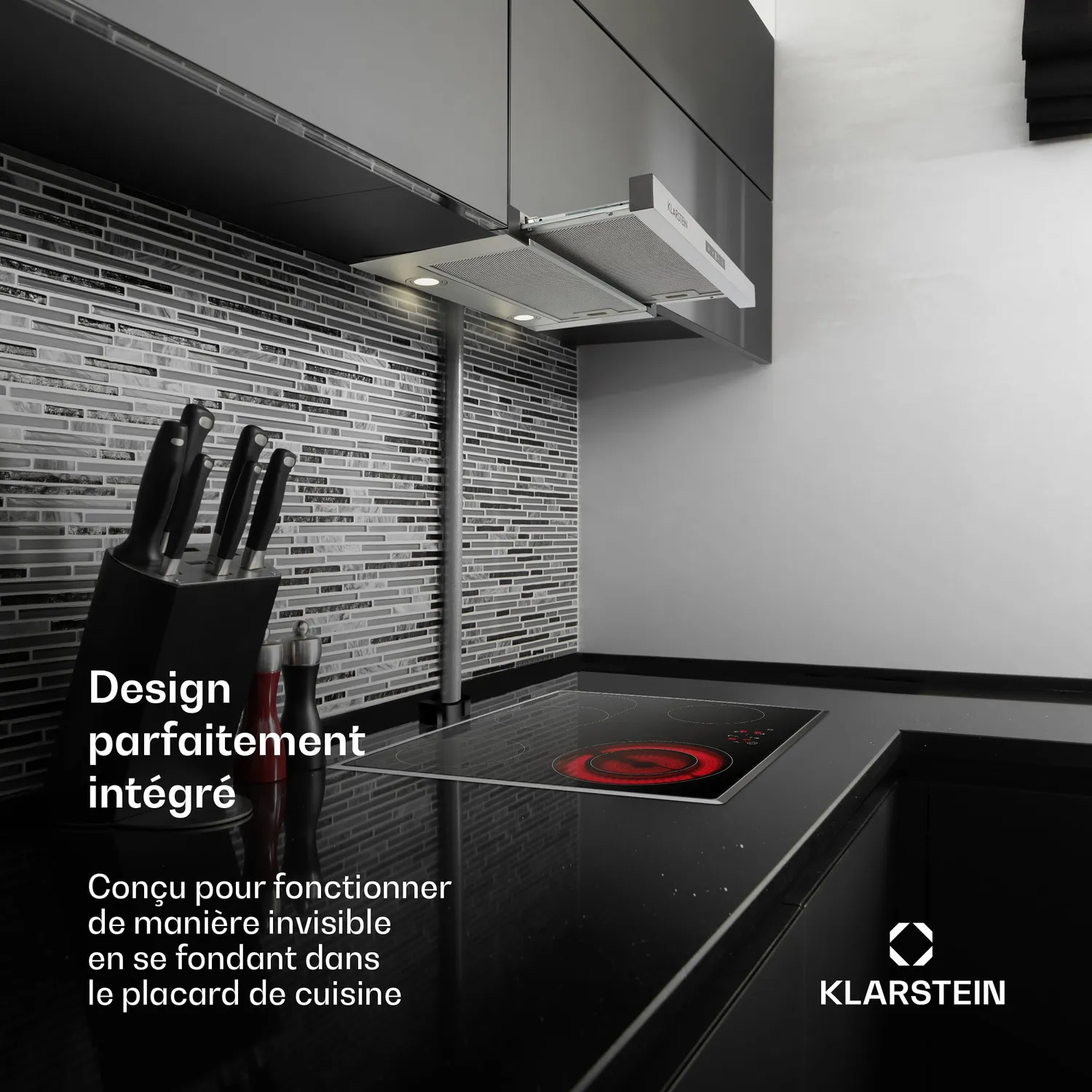 Klarstein Vinea hotte tiroir 60 cm argent 610 m3/h