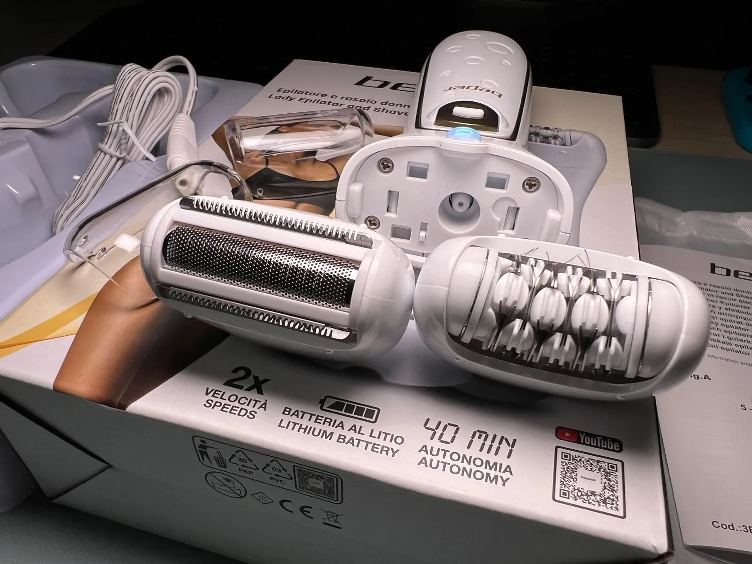 Beper 3BEPI001 Épilateur 2 en 1 Rechargeable Rasoir Lumière