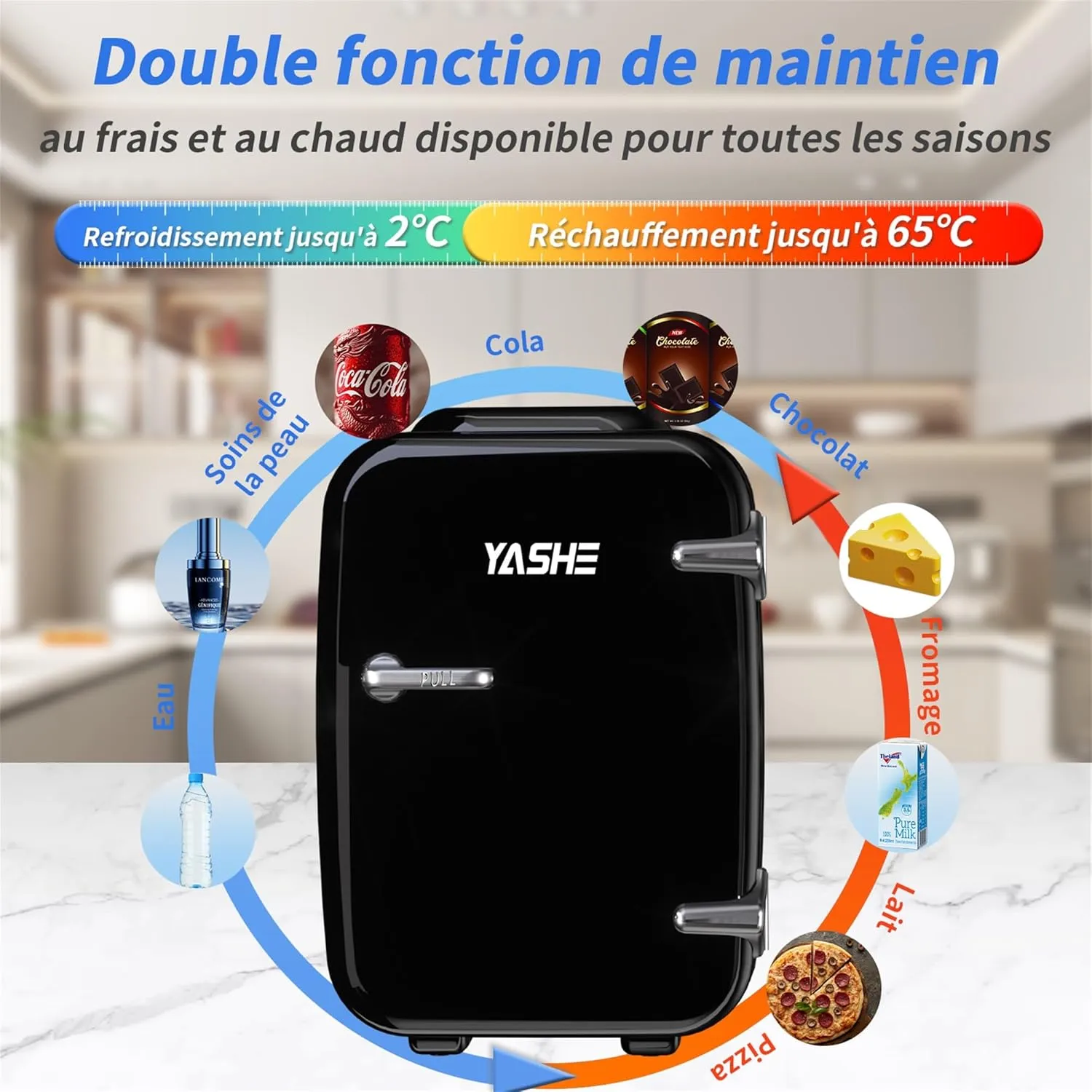 YASHE Mini Frigo 4L 6 Canettes Chaud Froid