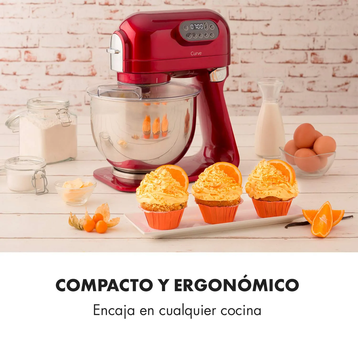Klarstein Curve robot pâtissier 5 L rouge