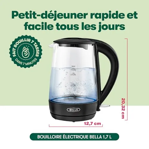 Bella bouilloire électrique verre 1,7 L noir LED