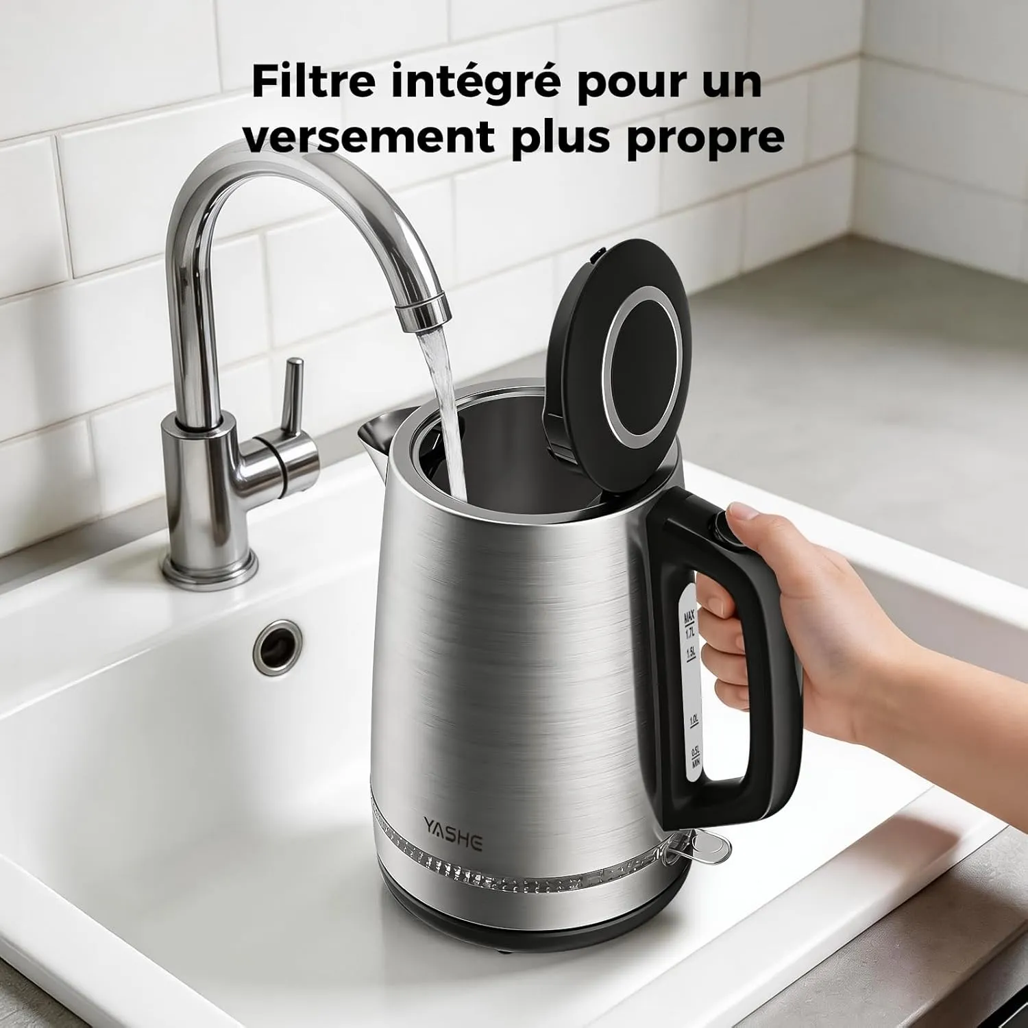 YASHE Bouilloire Électrique Inox 1,7L 2200W