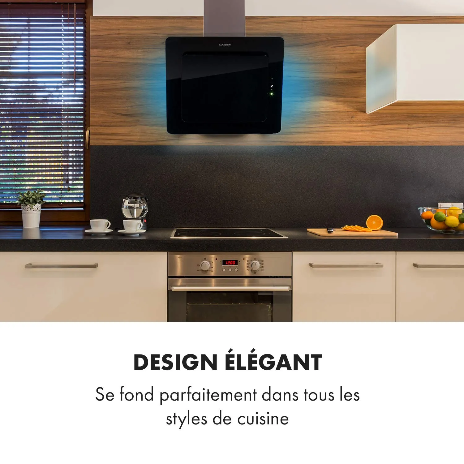 Klarstein Helena hotte inclinée 60 cm noir 553 m³/h