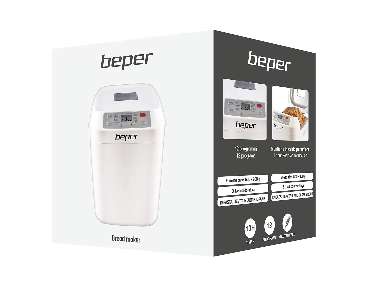 Beper BC.130 machine à pain sans gluten 900g