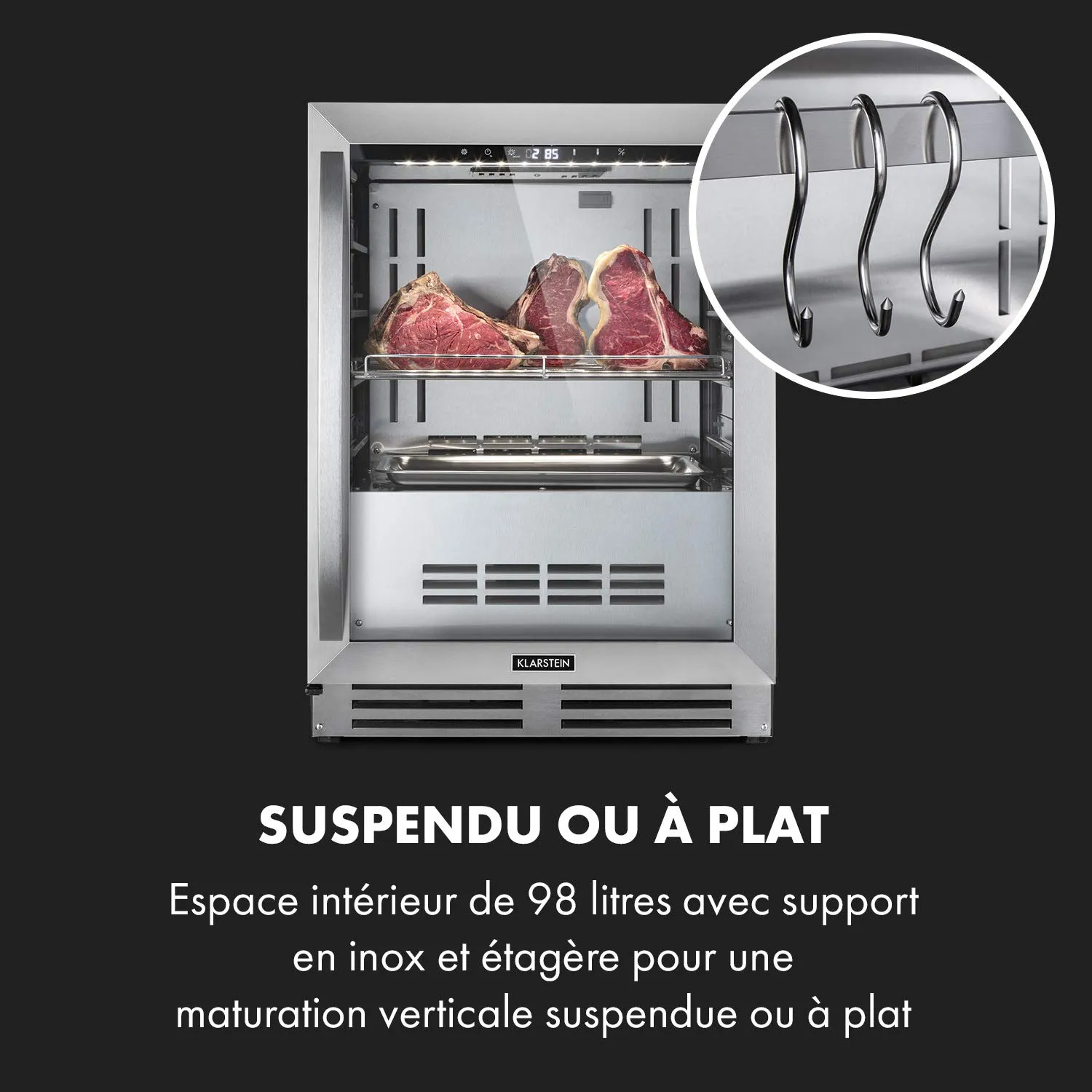 Klarstein Steakhouse frigo maturation 98 L argent